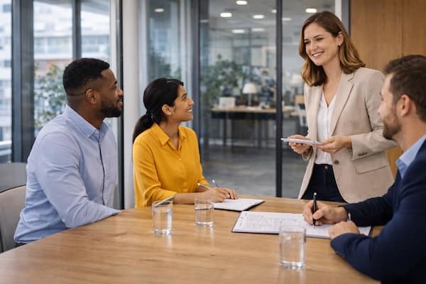 Deutsch für internationale Mitarbeitende und Fachkräfte in der Teamkommunikation im Unternehmen.