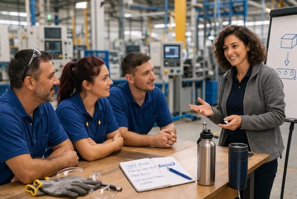 Deutsch für Produktion, Logistik & Technik: Mitarbeitende im Lager trainieren Wortschatz für Wareneingang und Versand.